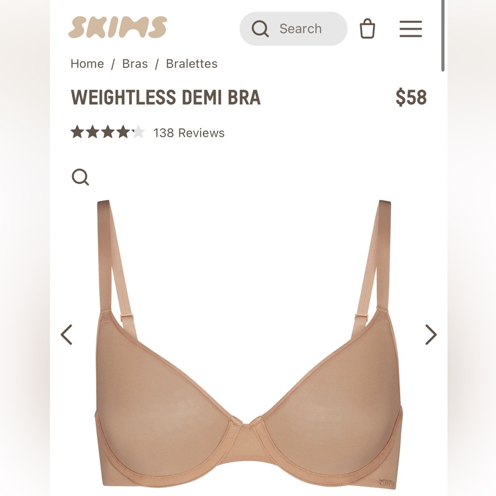 SKIMS WEIGHTLESS DEMI BRA (CLAY)
